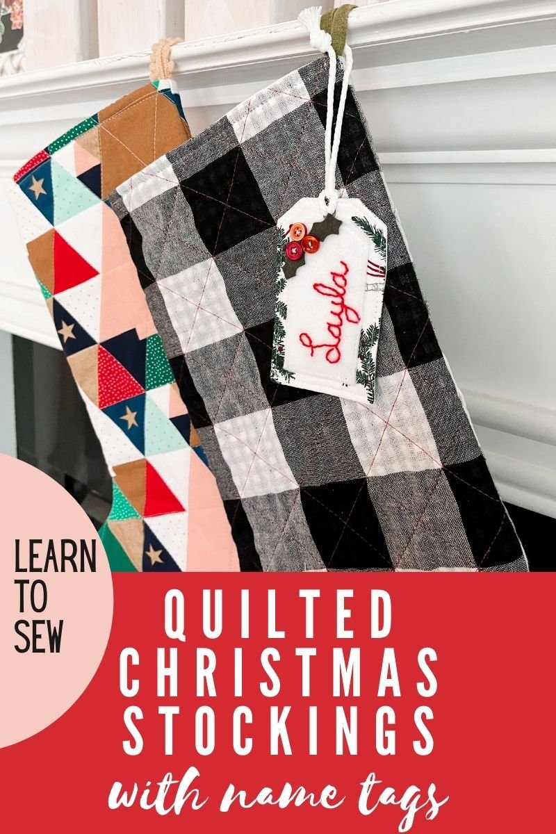 Quilted Christmas Stocking and Stocking Name Tag Patterns — Pin Cut Sew  Studio